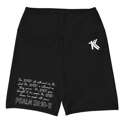 Psalm 29:10-11 Yoga Shorts