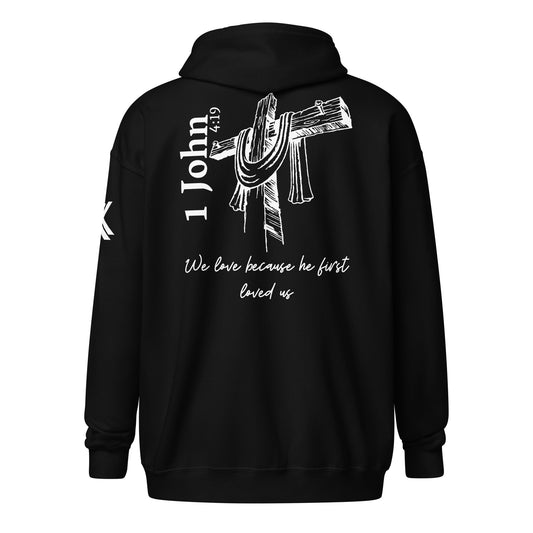 1 John 4:19 heavy blend zip-up