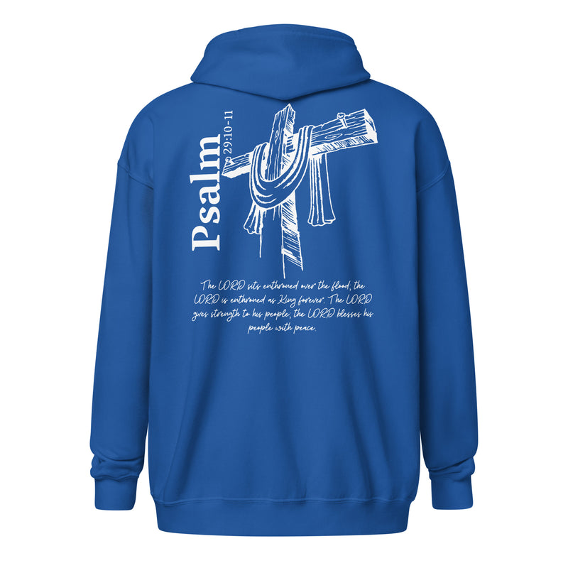 Psalm 29:10-11 heavy blend zip up