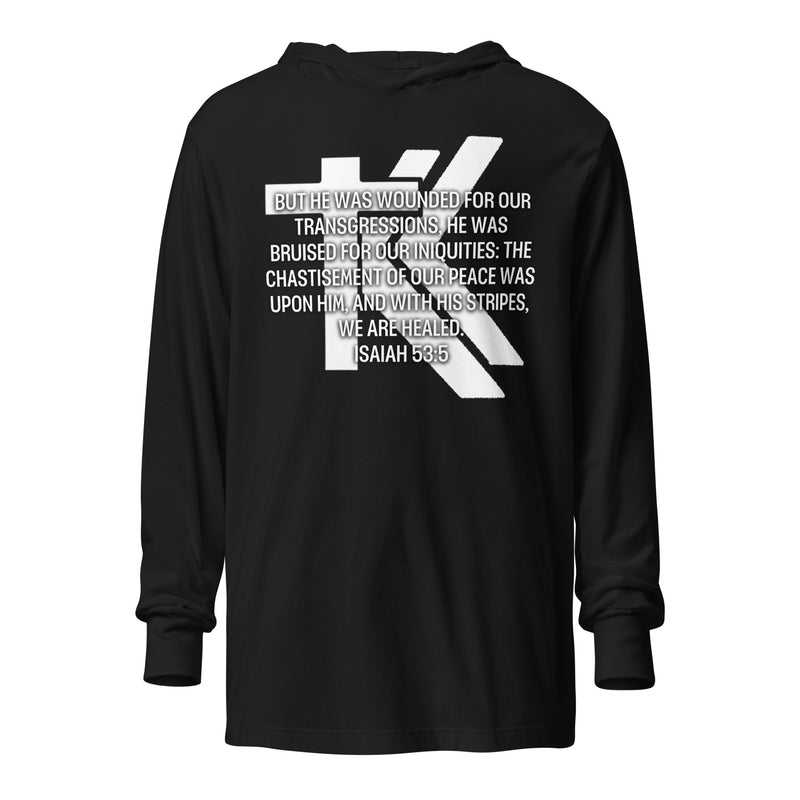 Isaiah 53:5 Hooded long-sleeve