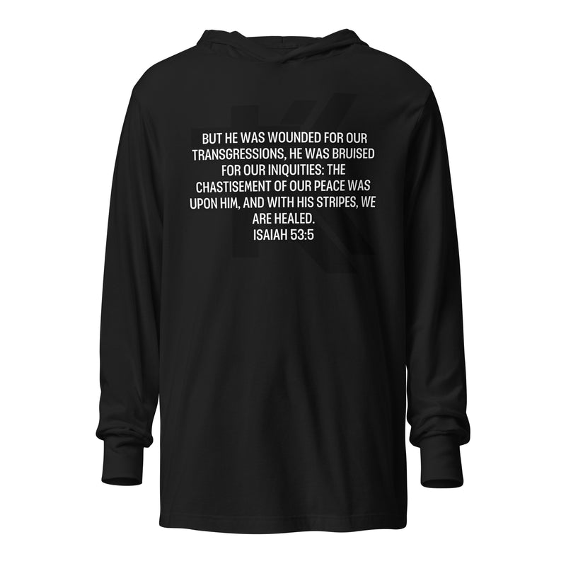 Isaiah 53:5 Hooded long-sleeve