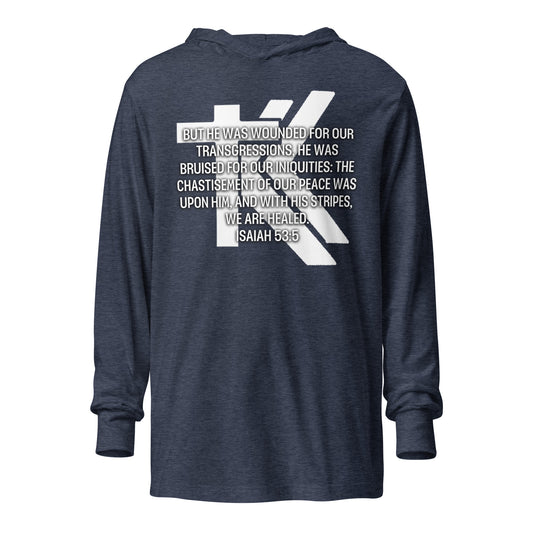 Isaiah 53:5 Hooded long-sleeve