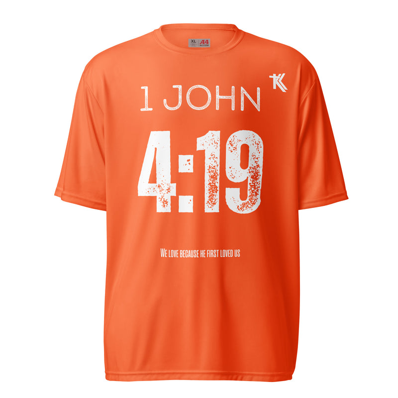 1 John 4:19 performance crew neck