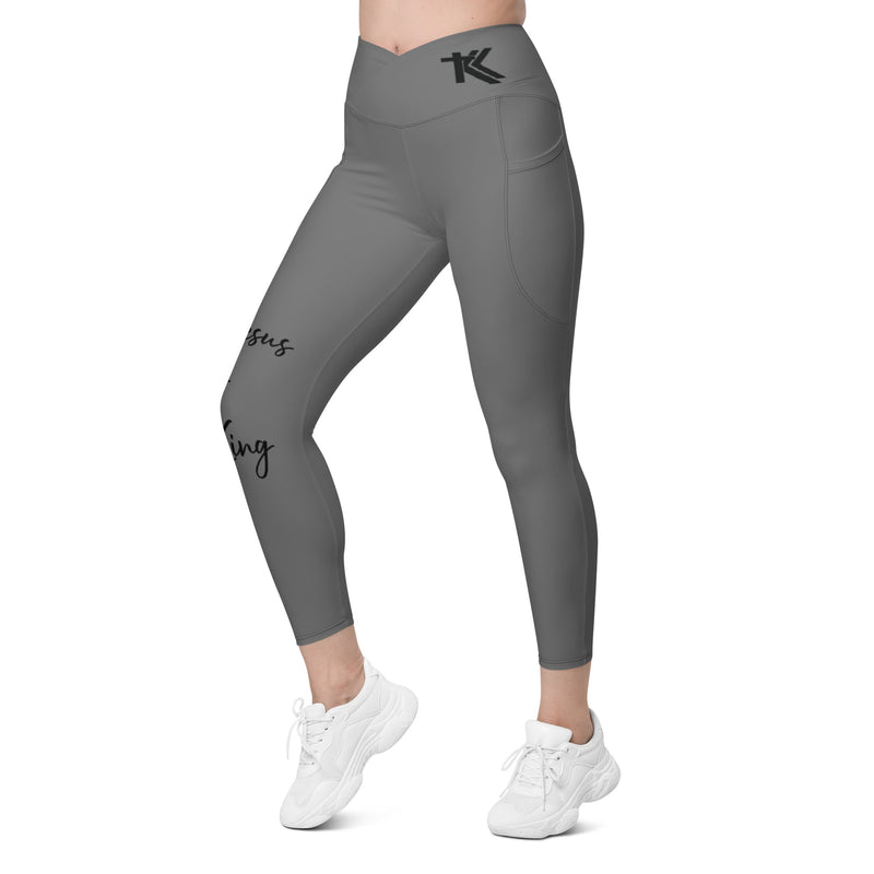 Crossover leggings with pockets